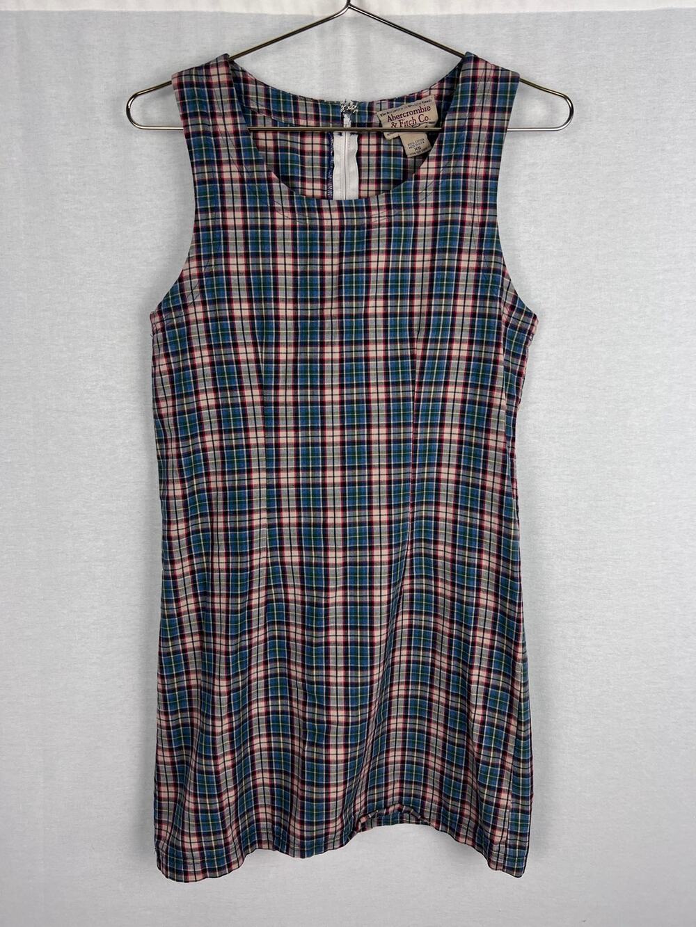 Vintage Abercrombie and Fitch Dress Plaid Shift Mini 90s Preppy Academia Grunge